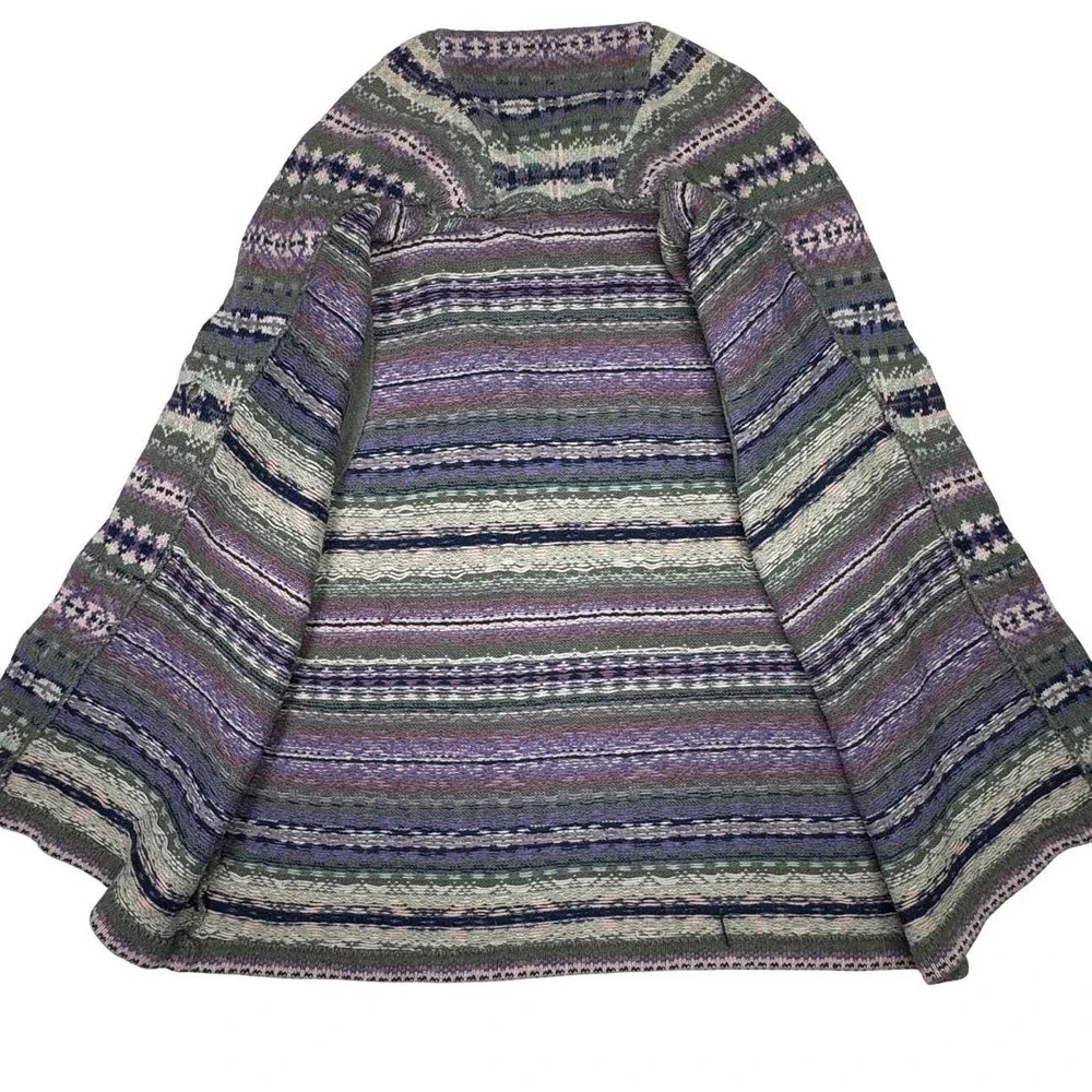 Chaps Fair Isle Knit Sweater Vest Button Front Pastel Women's M Cotton Blend‎